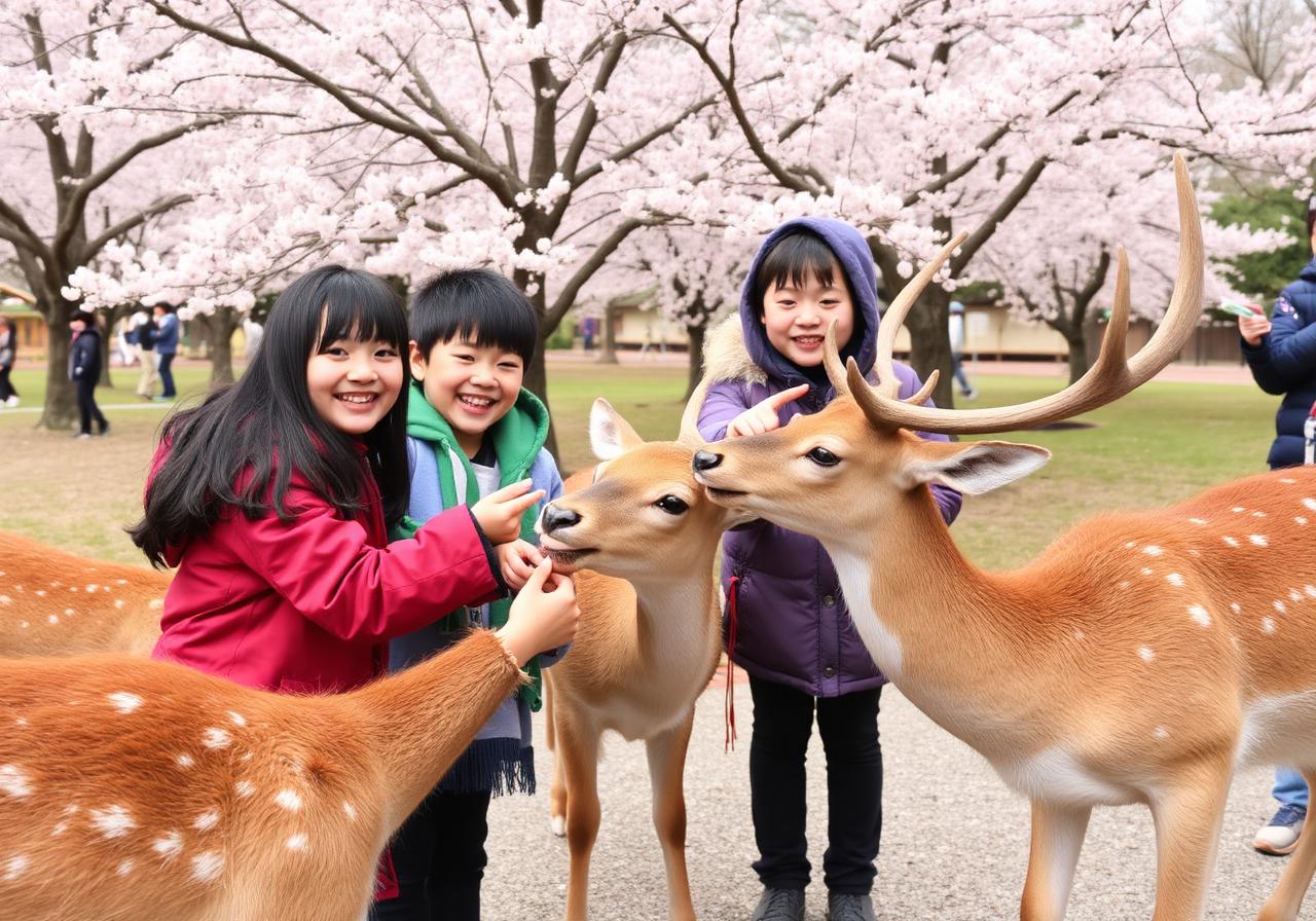 Students with the deer of Nara